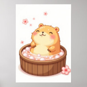 Capybara Hot Tub Relaxation Sticker Capybara Spa D Poster