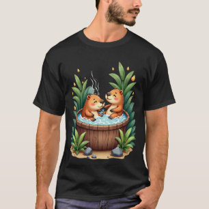 Capybara Hot Tub Relaxation Watercolor Art Sticker T-Shirt