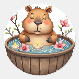 Capybara Hot Tub Relaxation Zen Animal Funny Tshir Classic Round Sticker
