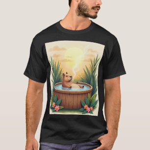 Capybara Hot Tub Spa Day Relaxation Tropical Plant T-Shirt