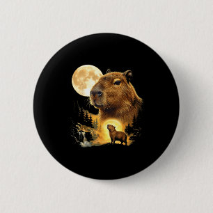 Capybara howling to the moon meme 90s animal 2 inch round button