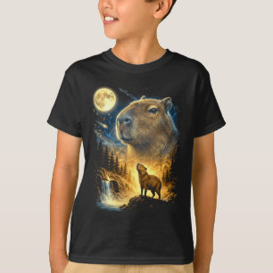 Capybara howling to the moon weird meme funny 90's T-Shirt