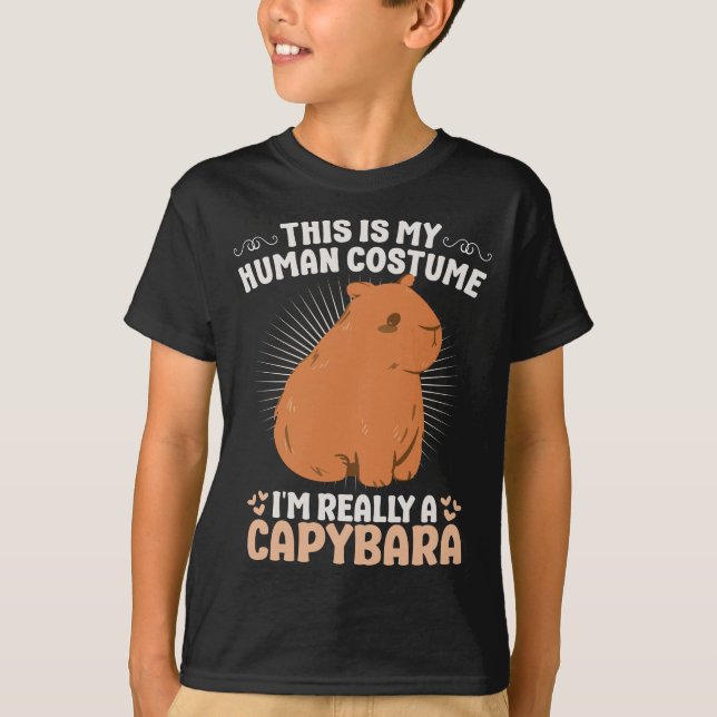 Capybara Human Costume Funny Halloween T-Shirt (Front)