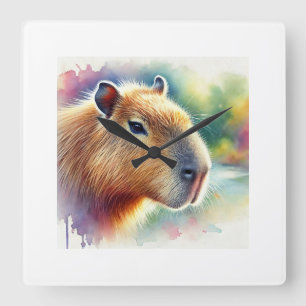 Capybara in a Tranquil Meadow 260924AREF150 - Wate Square Wall Clock