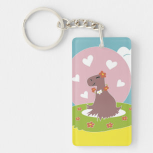 Capybara in Love Keychain