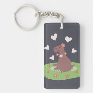 Capybara in Love Keychain