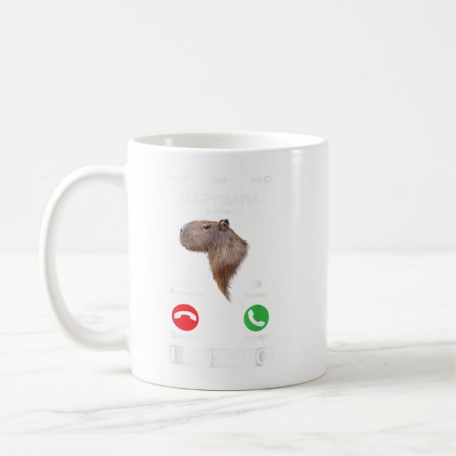 Capybara Is Calling Funny Capibara Rodent Animal L Coffee Mug (Left)