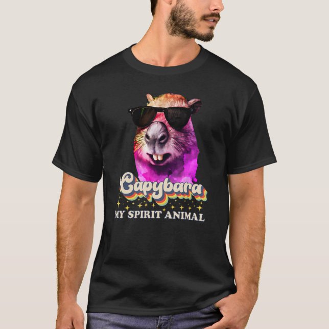 Capybara is My Spirit Animal Capybara Sunglasses R T-Shirt (Front)