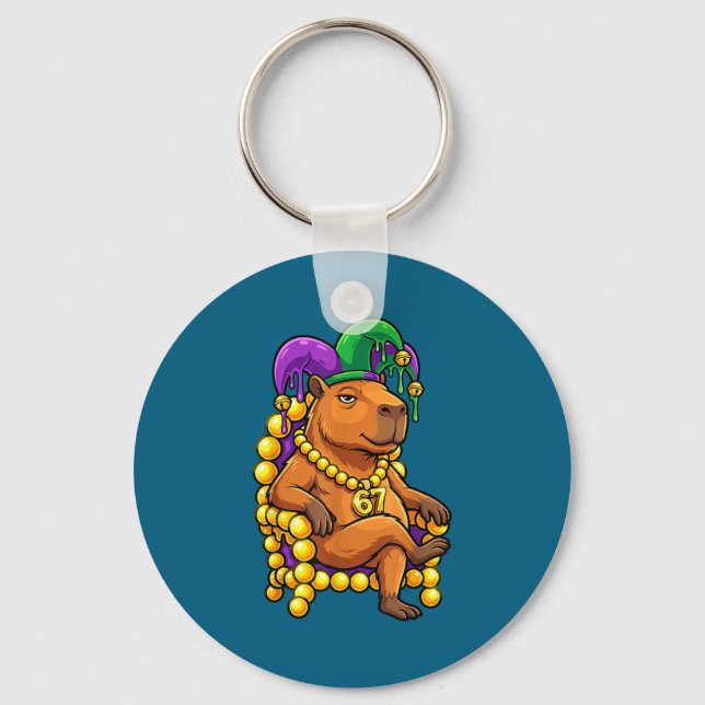 Capybara Jester 67 Six Seven Design Keychain (Front)