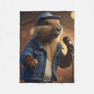 Capybara Keith Country Western Singer,  Fleece Blanket