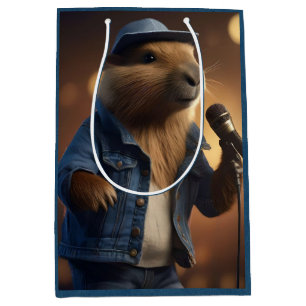 Capybara Keith Country Western Singer, Medium Gift Bag