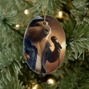 Capybara Keith The Country Western Singer, Ceramic Ornament