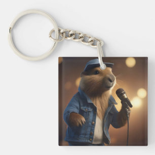 Capybara Keith The Country Western Singer, Keychain