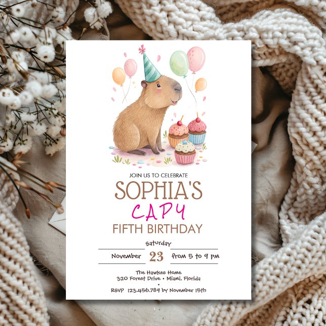 Capybara kids birthday invitation (Creator Uploaded)