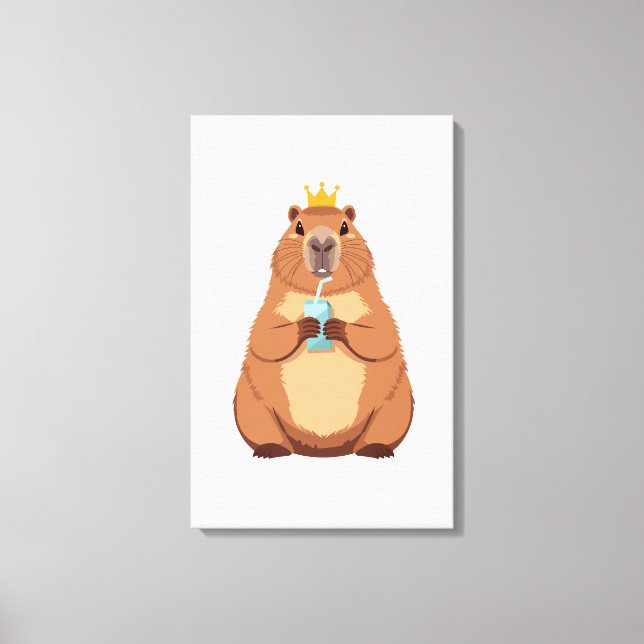 Capybara King Canvas, Cute Animal Wall Art for Kid (Front)