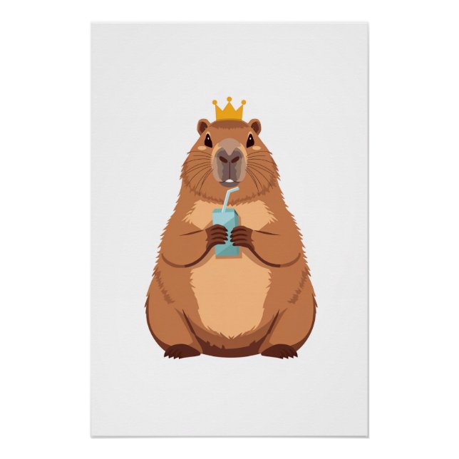 Capybara King Poster, Cute Animal Wall Art for Kid (Front)
