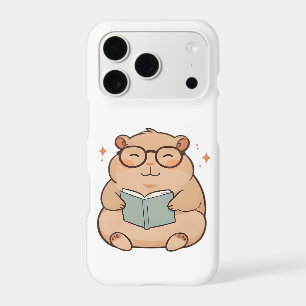 Capybara lisant avec des lunettes design Kawaii