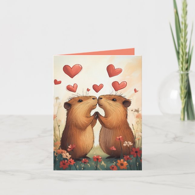 Capybara Love - A Romantic Meadow Moment Invitation (Front)