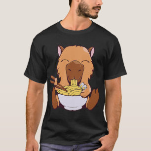 Capybara Lover Japanese Capybara Eating Ramen Nood T-Shirt