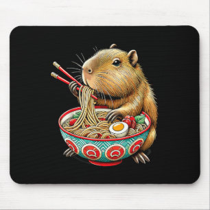 Capybara Loves Noodle Capybara Eating Japanese Ram Mouse Pad