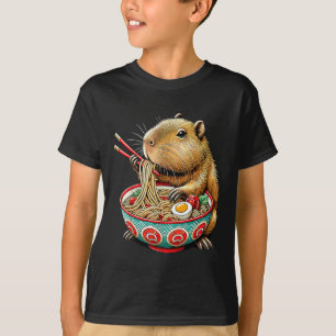 Capybara Loves Noodle Capybara Eating Japanese Ram T-Shirt