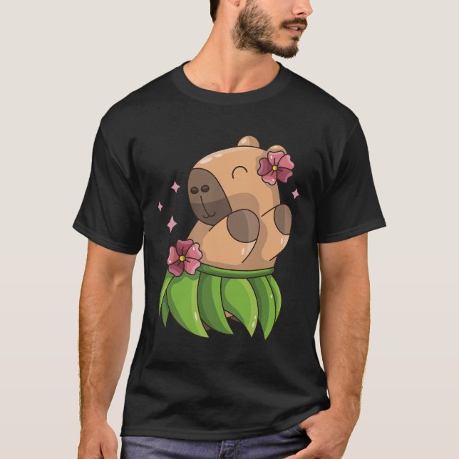 Capybara Luau Dancing Hawaii Vacation Clothes Girl T-Shirt (Front)