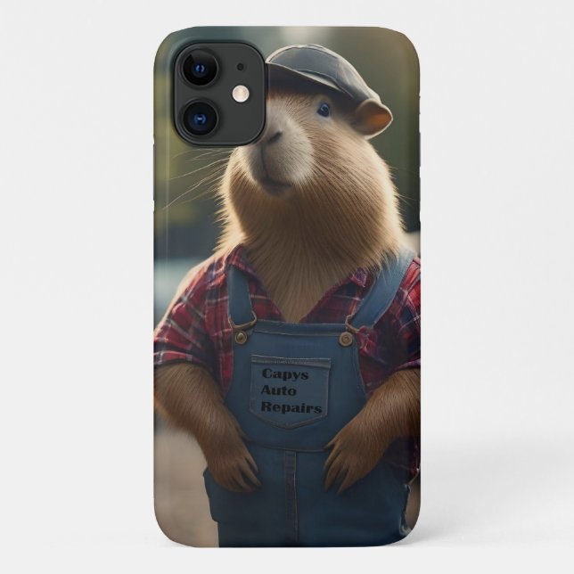 "Capybara Mechanic: Grease, Gears, and Good Vibes" Case-Mate iPhone Case (Back)