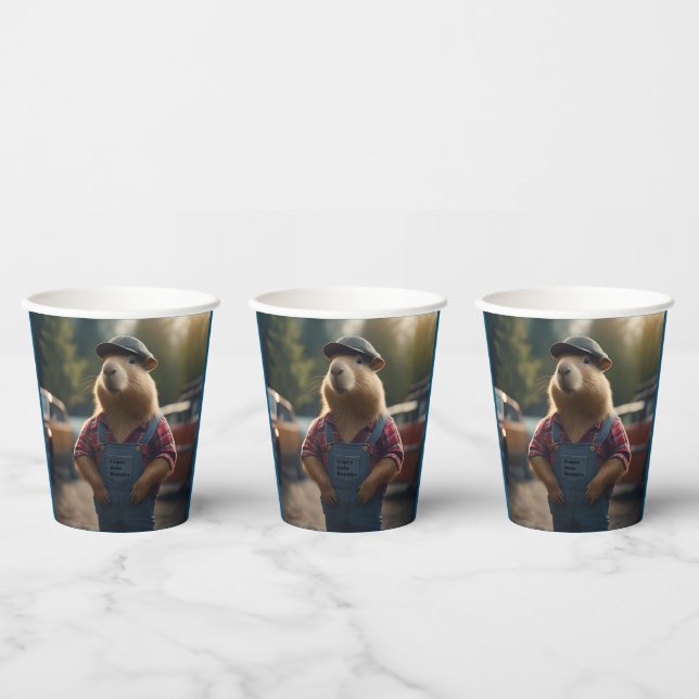 "Capybara Mechanic: Grease, Gears, and Good Vibes" Paper Cups (Multi)