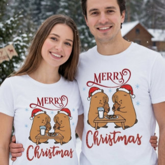 Capybara Merry Christmas Animal Lover T-Shirt