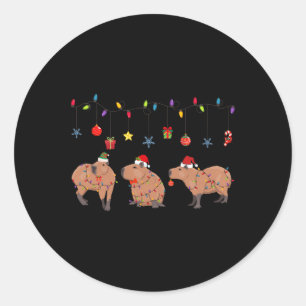 Capybara Merry Christmas Capybaras Lover Funny Cap Classic Round Sticker