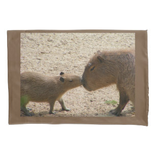 Capybara Mom and Baby Pillowcase