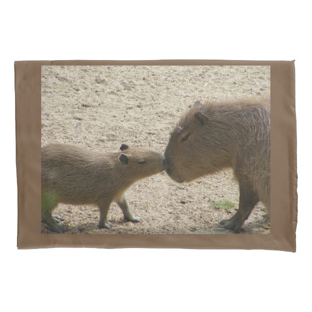 Capybara Mom and Baby Pillowcase (Front)