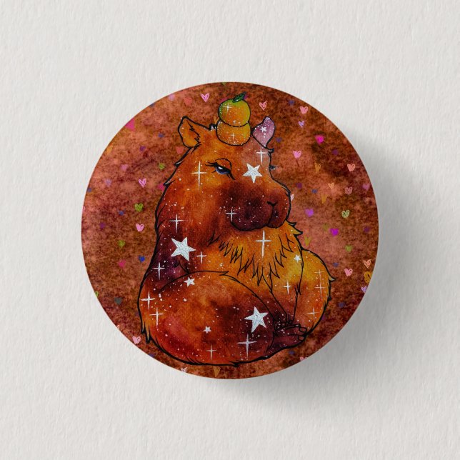 Capybara named Dream 1 Inch Round Button (Front)