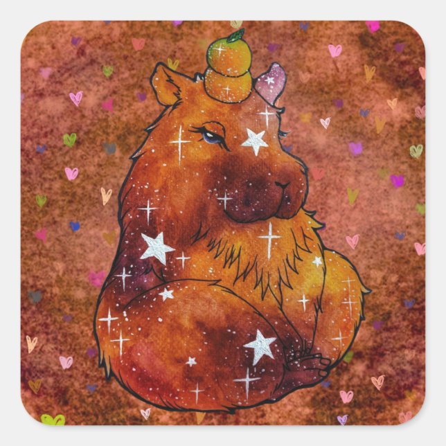 Capybara named Dream Square Sticker (Front)