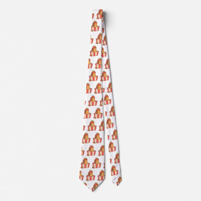 Capybara Necktie | Funny Animal Print Tie for Men (Front)
