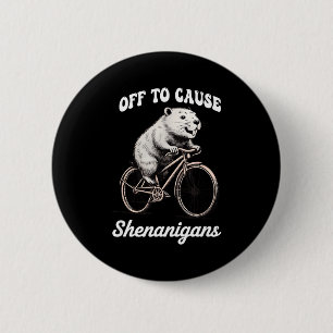 Capybara off to cause shenanigans st patricks day 2 inch round button