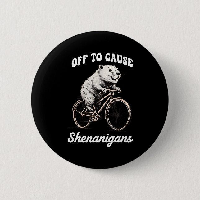 Capybara off to cause shenanigans st patricks day 2 inch round button (Front)
