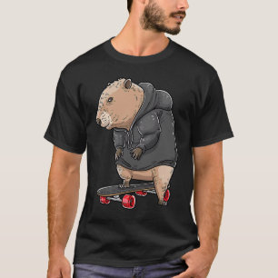Capybara On A Skateboard Rodent Skater Skateboarde T-Shirt