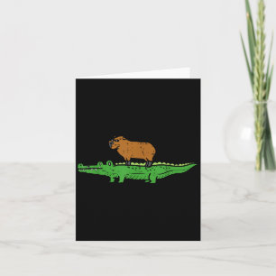 Capybara On Crocodile Capy Alligator Rodent Men Wo Card