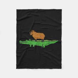 Capybara On Crocodile Capy Alligator Rodent Men Wo Fleece Blanket
