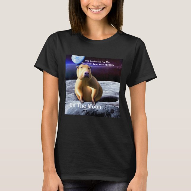 Capybara One Giant Leap On The Moon T-Shirt (Front)