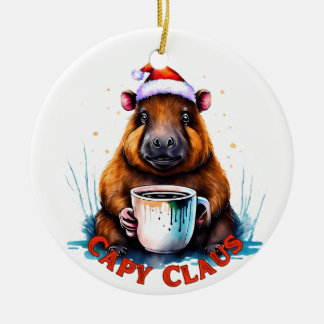 Capybara Ornament, Capybara Christmas, Gift Idea Ceramic Ornament