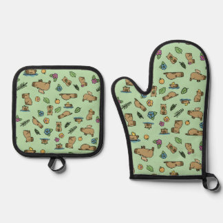 Capybara Oven Mitt & Pot Holder Set