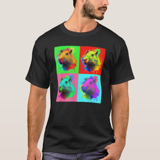 Capybara Painted Art Portrait Cute Capybara Lover  T-Shirt (Front)