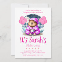 Capybara Pajama Birthday Party Invitation