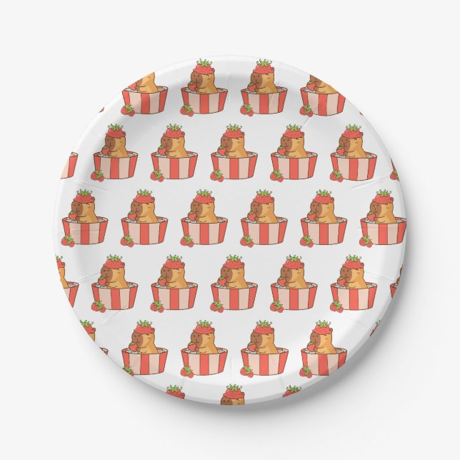 Capybara Paper Plates | Cute Animal Party  (Front)