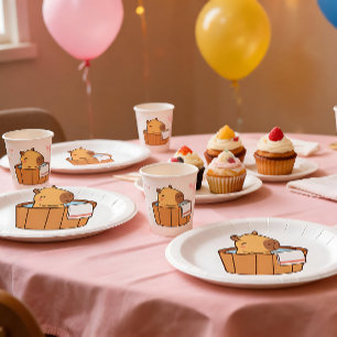 Capybara Paper Plates Cute Animal Party