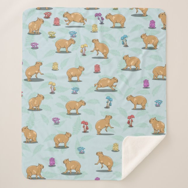 Capybara Pattern Sherpa Blanket (Front)