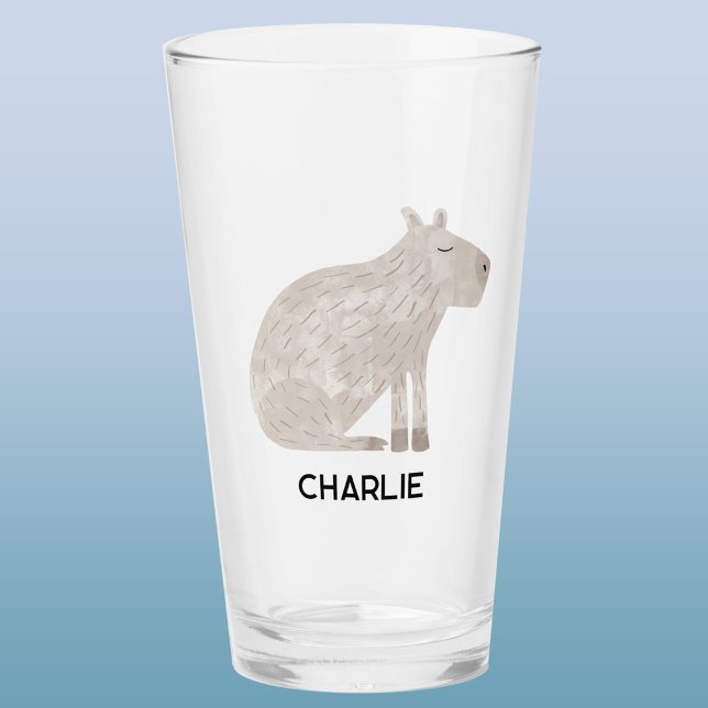 Capybara Personalized Name Glass (Fun Capybara personalized name glass tumbler or beer glass)