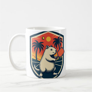Capybara Pickleball Club Retro Logo - Vintage Spor Coffee Mug